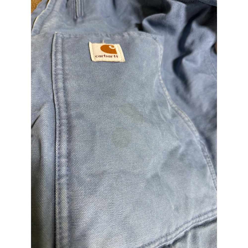 Vintage Carhartt WJ022 FHB Blue Womens Jacket Sherpa Lined Sandstone Duck Coat - Picture 7 of 16